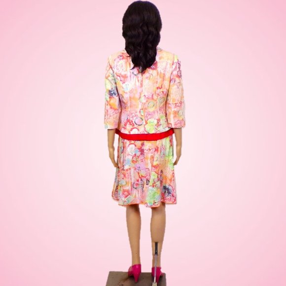 BENTLEY A. size 4 2-piece suit jacket/skirt multicolor floral cotton blend - Picture 5 of 13